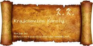 Krajcsovics Károly névjegykártya
